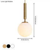 Modern White Glass Pendant Lamp For Bedroom - Globe Hanging Ceiling Light