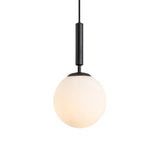 Modern White Glass Pendant Lamp For Bedroom - Globe Hanging Ceiling Light Black / 8