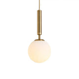 Modern White Glass Pendant Lamp For Bedroom - Globe Hanging Ceiling Light Gold / 6
