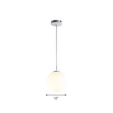 Modern White Glass Pendant Lamp - Opaque Spherical Design For Dining Room Lighting / 10’