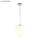 Modern White Glass Pendant Lamp - Opaque Spherical Design For Dining Room Lighting