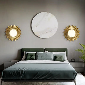 Modern White Glass Sphere Wall Light With Brass Scalloped Backplate - 1 Head