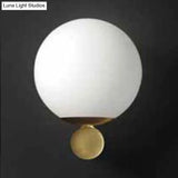 Modern White Glass Sphere Wall Light With Gold Led Fixture