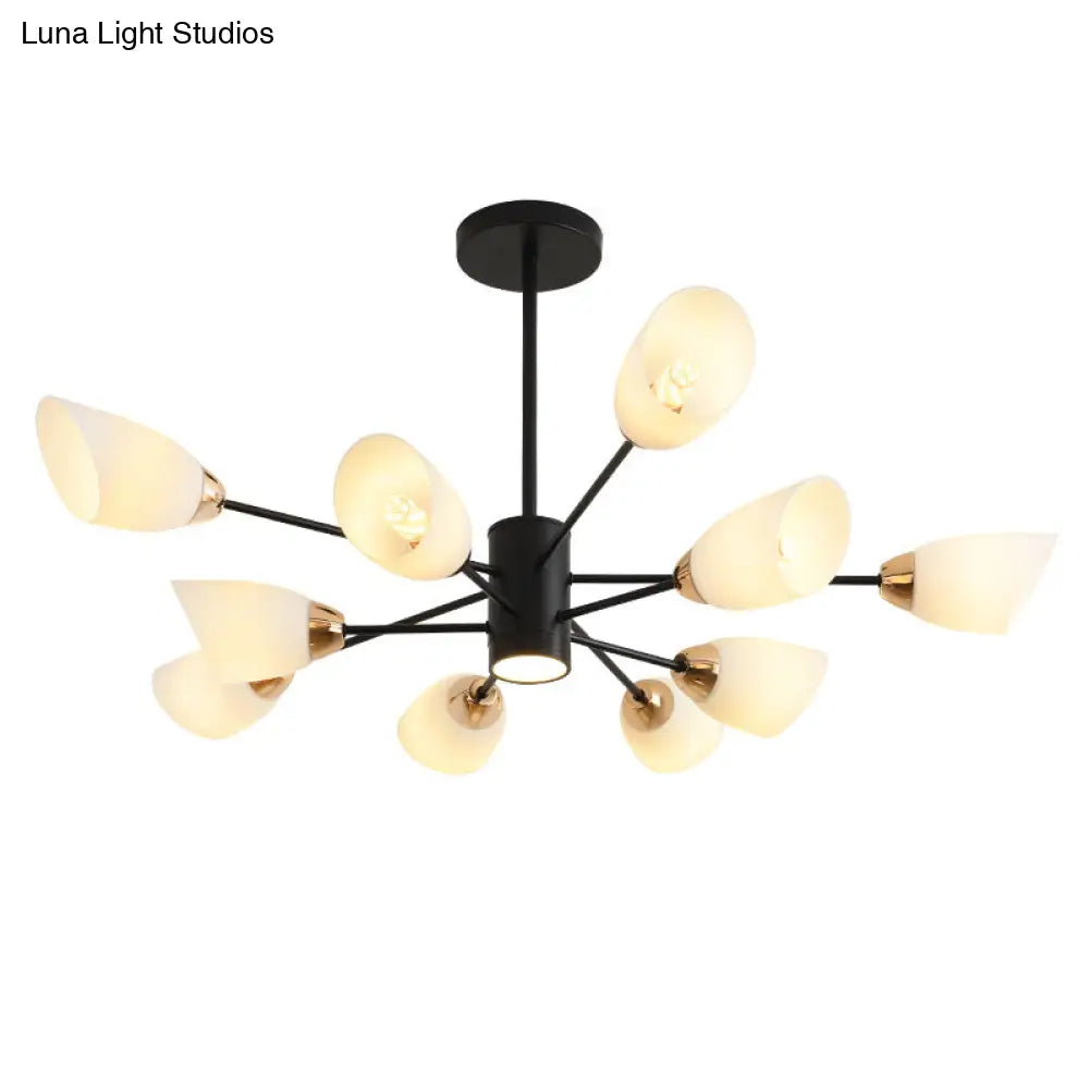 Modern White Glass Starburst Hanging Chandelier For Living Room Ceiling