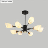 Modern White Glass Starburst Hanging Chandelier For Living Room Ceiling