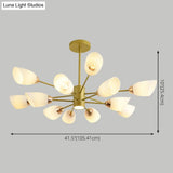 Modern White Glass Starburst Hanging Chandelier For Living Room Ceiling
