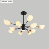 Modern White Glass Starburst Hanging Chandelier For Living Room Ceiling