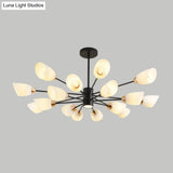 Modern White Glass Starburst Hanging Chandelier For Living Room Ceiling