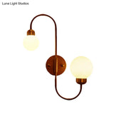 Modern White Glass Wall Mounted Light - 2-Head Spherical Sconce For Living Room