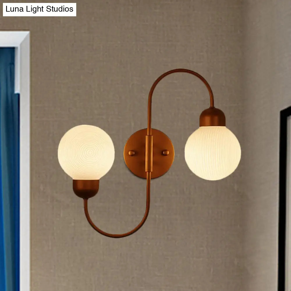 Modern White Glass Wall Mounted Light - 2-Head Spherical Sconce For Living Room