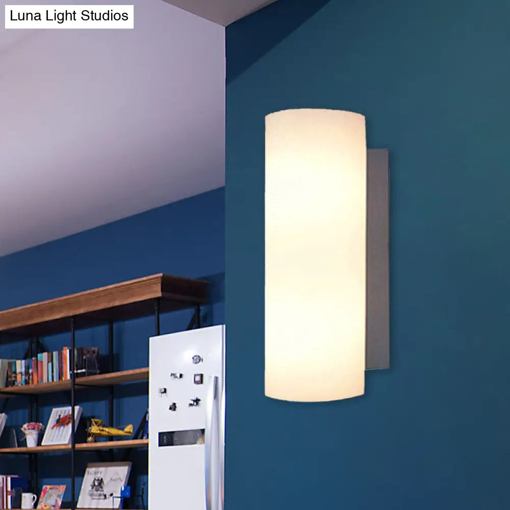 Modern White Glass Wall Sconce For Bedroom With 1 Light