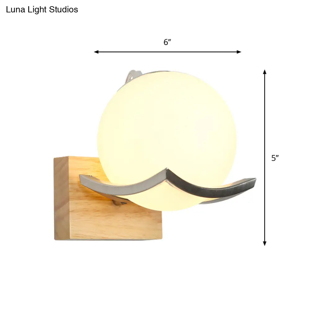 Modern White Glass Wall Sconce With Wood Accent - Global Light Square Design