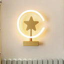 Modern White/Gold Circle Flush Mount Wall Sconce With Star Pattern Led Lighting Warm/White Light