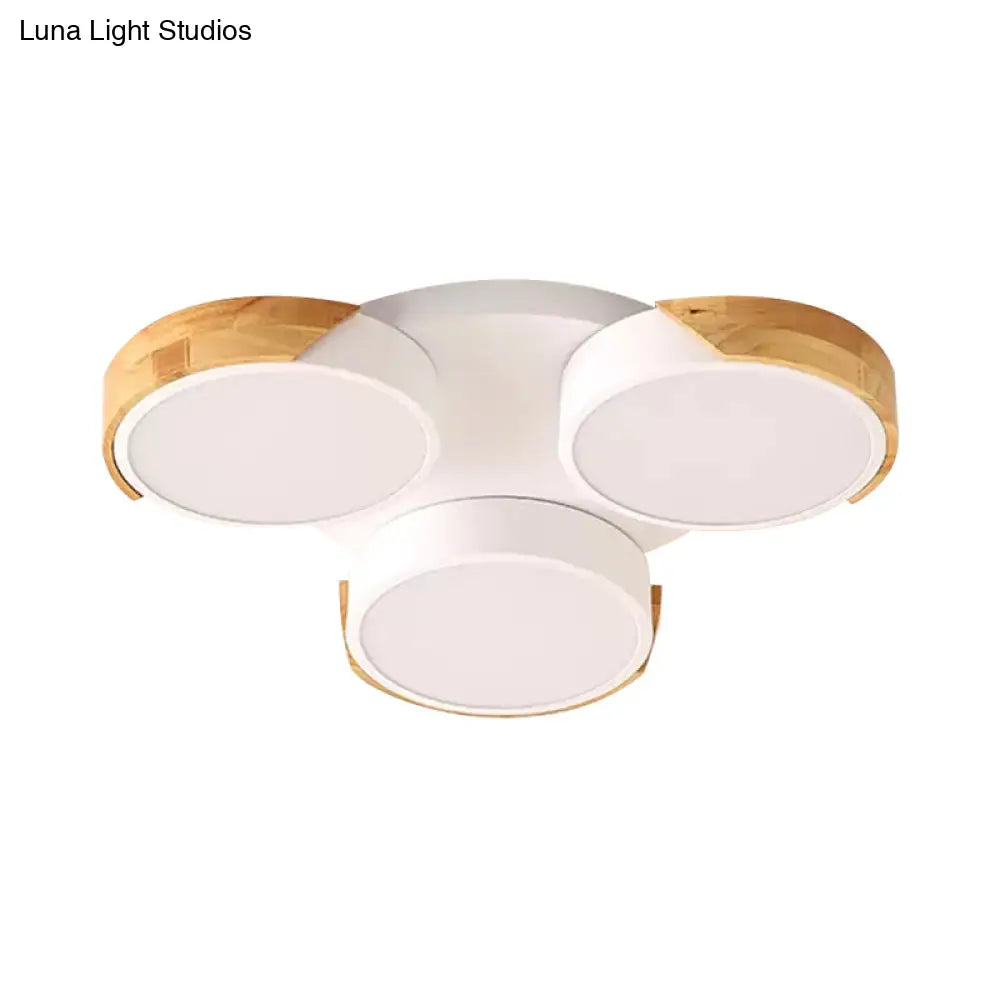 Modern White/Green Round Flush Ceiling Light With Stylish Metal Finish - 3/7 Heads Lamp For Living