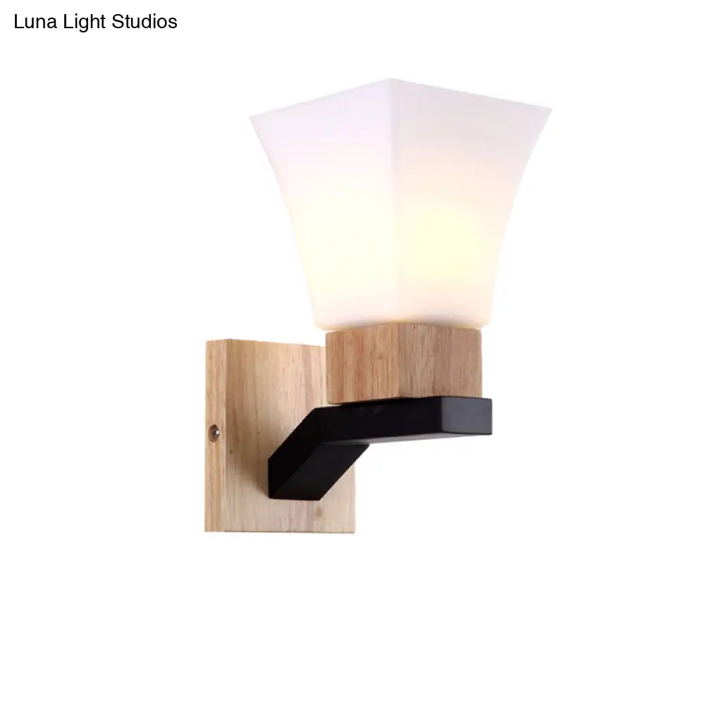 Modern White Inverted Bell Wall Sconce - Frosted Glass One Head Lamp For Bedroom And Dining Room