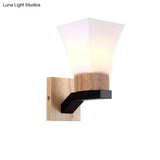 Modern White Inverted Bell Wall Sconce - Frosted Glass One Head Lamp For Bedroom And Dining Room