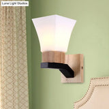 Modern White Inverted Bell Wall Sconce - Frosted Glass One Head Lamp For Bedroom And Dining Room