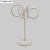 Modern White Led Bedside Table Lamp With Twist Acrylic Shade: Warm/White Light