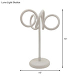 Modern White Led Bedside Table Lamp With Twist Acrylic Shade: Warm/White Light
