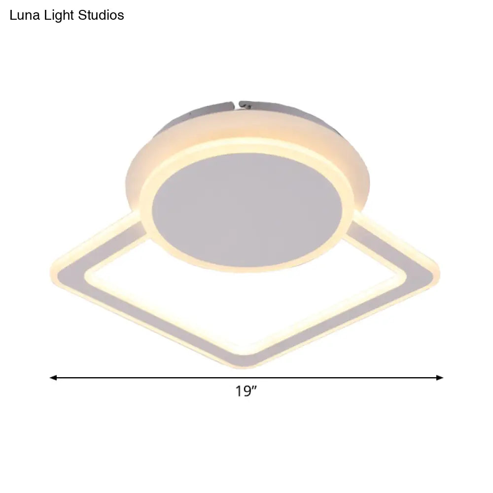 Modern White Led Ceiling Flush Light For Living Room - Round/Square Acrylic Simplicity Flushmount
