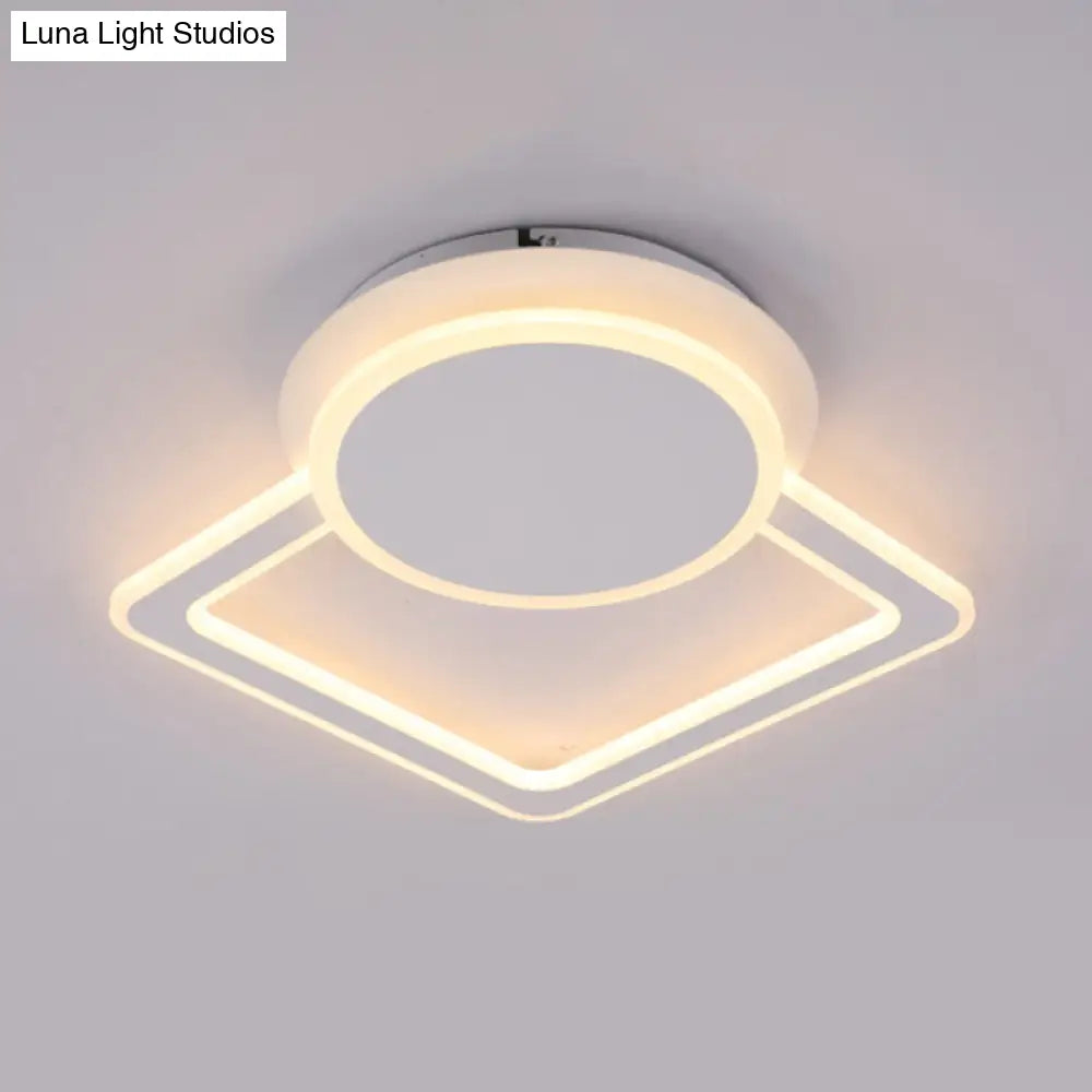 Modern White Led Ceiling Flush Light For Living Room - Round/Square Acrylic Simplicity Flushmount