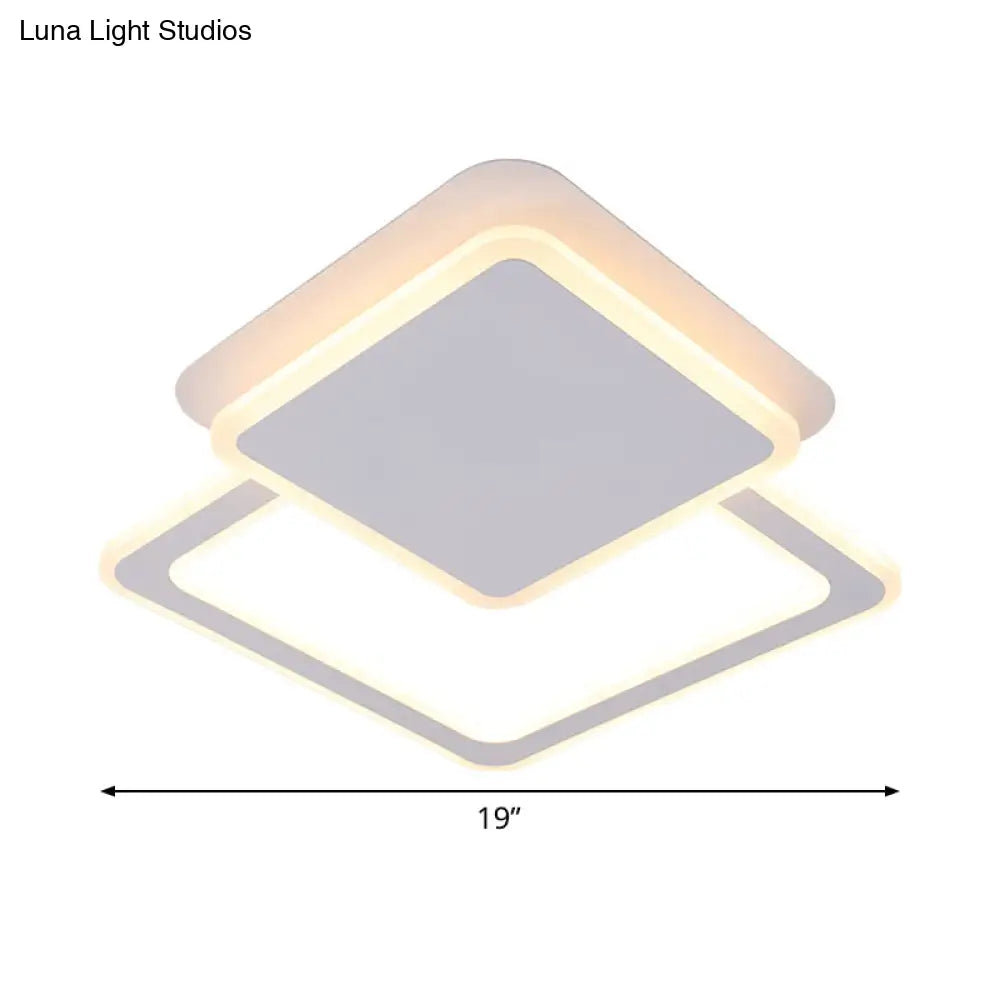 Modern White Led Ceiling Flush Light For Living Room - Round/Square Acrylic Simplicity Flushmount