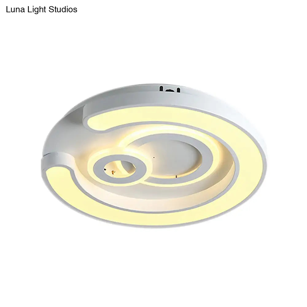Modern White Led Ceiling Lamp For Bedroom Study Room With Acrylic Round Fixture