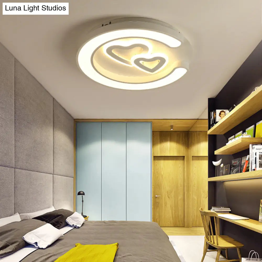 Modern White Led Ceiling Lamp For Bedroom Study Room With Acrylic Round Fixture