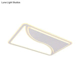 Modern White Led Ceiling Lamp With Curved Starry Sky Design Flush Lighting - 19’/35.5’ W