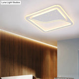 Modern White Led Ceiling Lamp With Curved Starry Sky Design Flush Lighting - 19’/35.5’ W