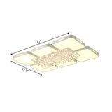 Modern White Led Ceiling Light With Crystal Ball - 23.5/35.5 W