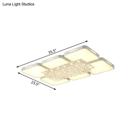 Modern White Led Ceiling Light With Crystal Ball - 23.5’/35.5’ W