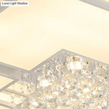 Modern White Led Ceiling Light With Crystal Ball - 23.5’/35.5’ W