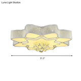 Modern White Led Flower Crystal Ceiling Lamp – 21’/24.5’/31.5’ Flush Mount For Living Room