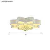 Modern White Led Flower Crystal Ceiling Lamp – 21’/24.5’/31.5’ Flush Mount For Living Room