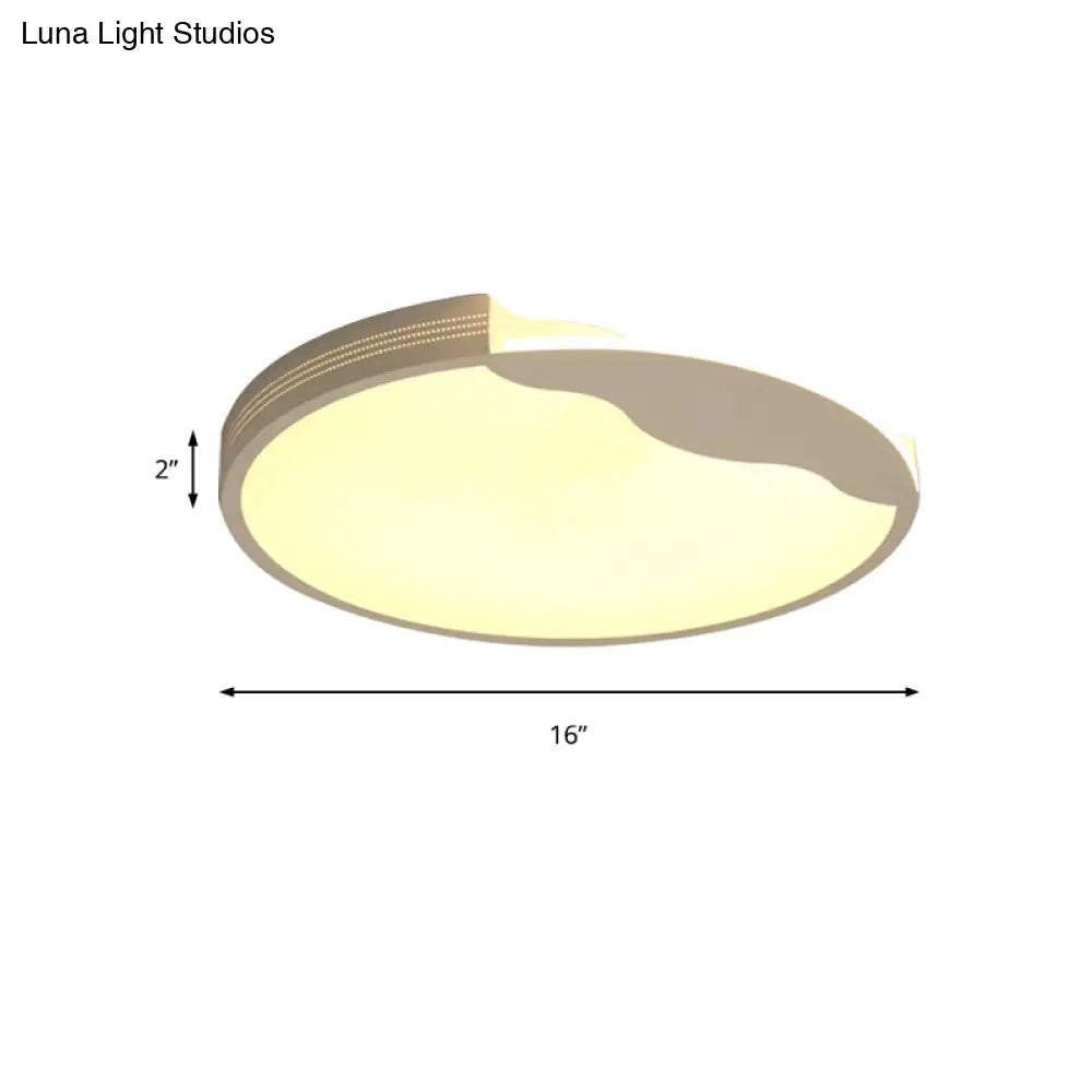 Modern White Led Flush Mount Ceiling Light Fixture With Acrylic Shade – Warm/White Lighting