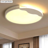 Modern White Led Flush Mount Ceiling Light Fixture With Acrylic Shade Warm/White Lighting 16/19.5