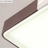 Modern White Led Flush Mount Ceiling Light For Living Room – Square/Rectangular Acrylic Shade