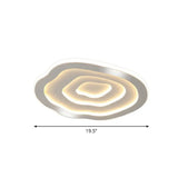 Modern White Led Flush Mount Ceiling Light With Acrylic Concentric Pattern / Third Gear Flower