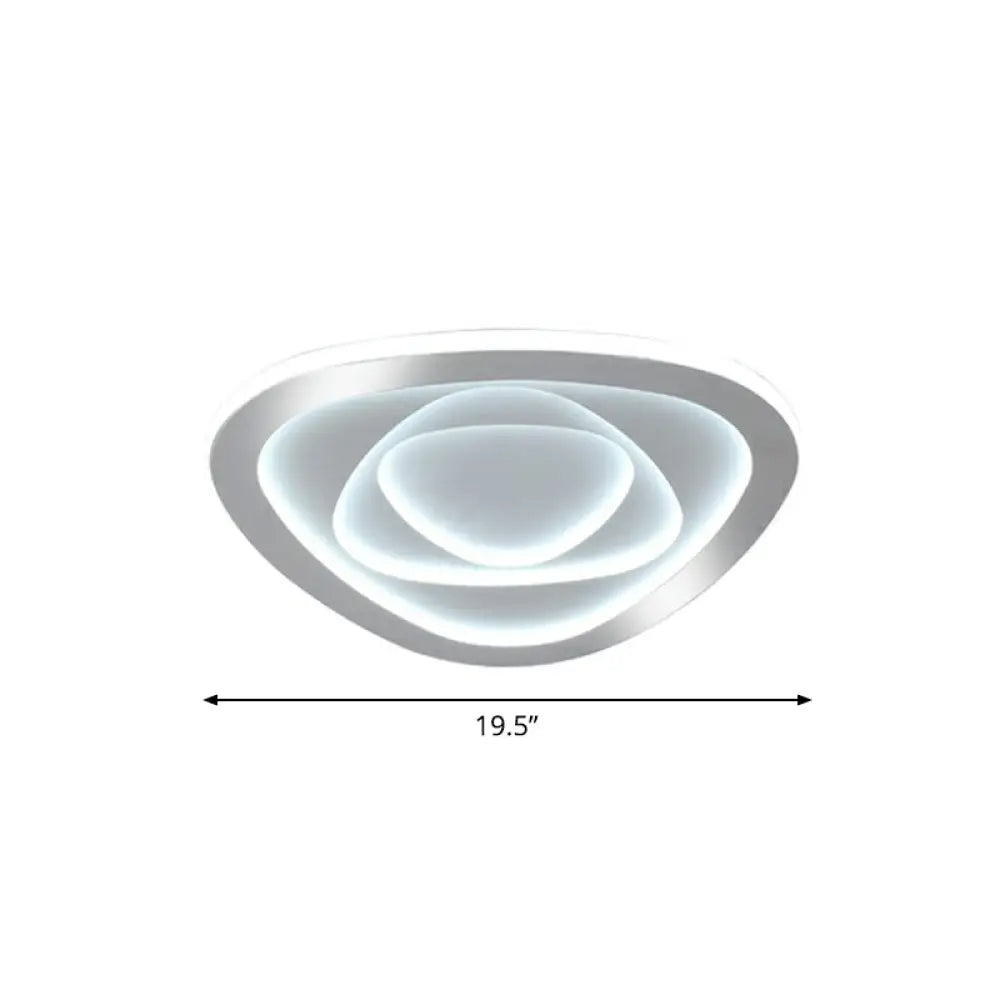 Modern White Led Flush Mount Ceiling Light With Acrylic Concentric Pattern / Triangle