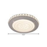Modern White Led Flush Mount Ceiling Light With Warm/White Illumination & Metallic Round Shade