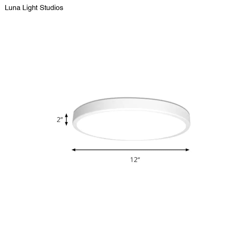 Modern White Led Flush Mount Light - Ultra Thin Ceiling Lighting With Acrylic Shade For Bedroom