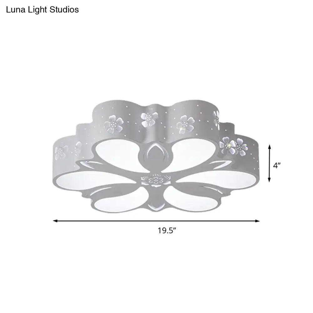 Modern White Led Flushmount Petal Light For Bedroom Ceiling