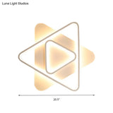 Modern White Led Triangle Flush Mount Ceiling Lamp - 17’/21’/25’ Wide Acrylic Fixture In