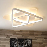 Modern White Led Triangle Flush Mount Ceiling Lamp - 17/21/25 Wide Acrylic Fixture In White/Warm