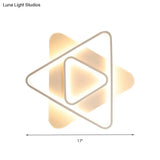 Modern White Led Triangle Flush Mount Ceiling Lamp - 17’/21’/25’ Wide Acrylic Fixture In