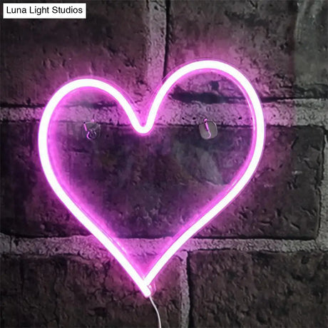 Modern White Led Usb Powered Baby Room Night Lamp With Loving Heart Design