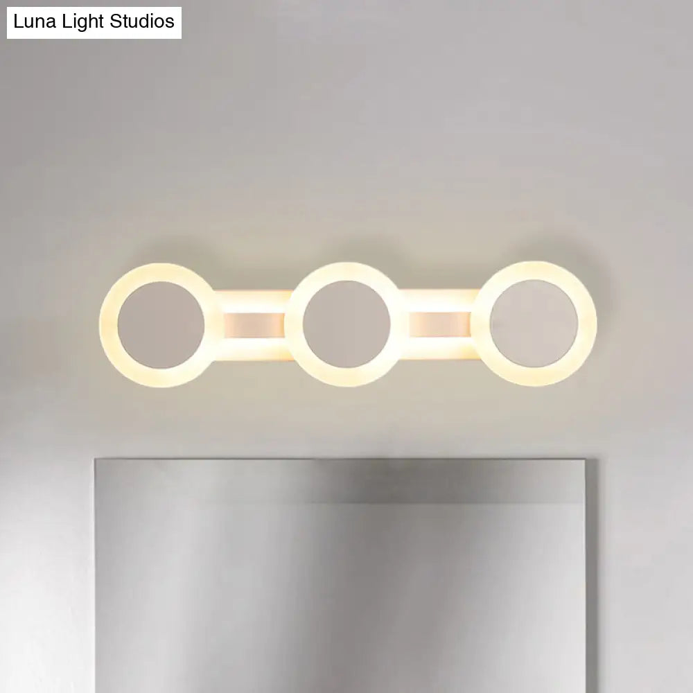 Modern White Led Vanity Light - 16/23.5 Linear Wall Sconce With Acrylic Shade Warm/White 3/4 Lights