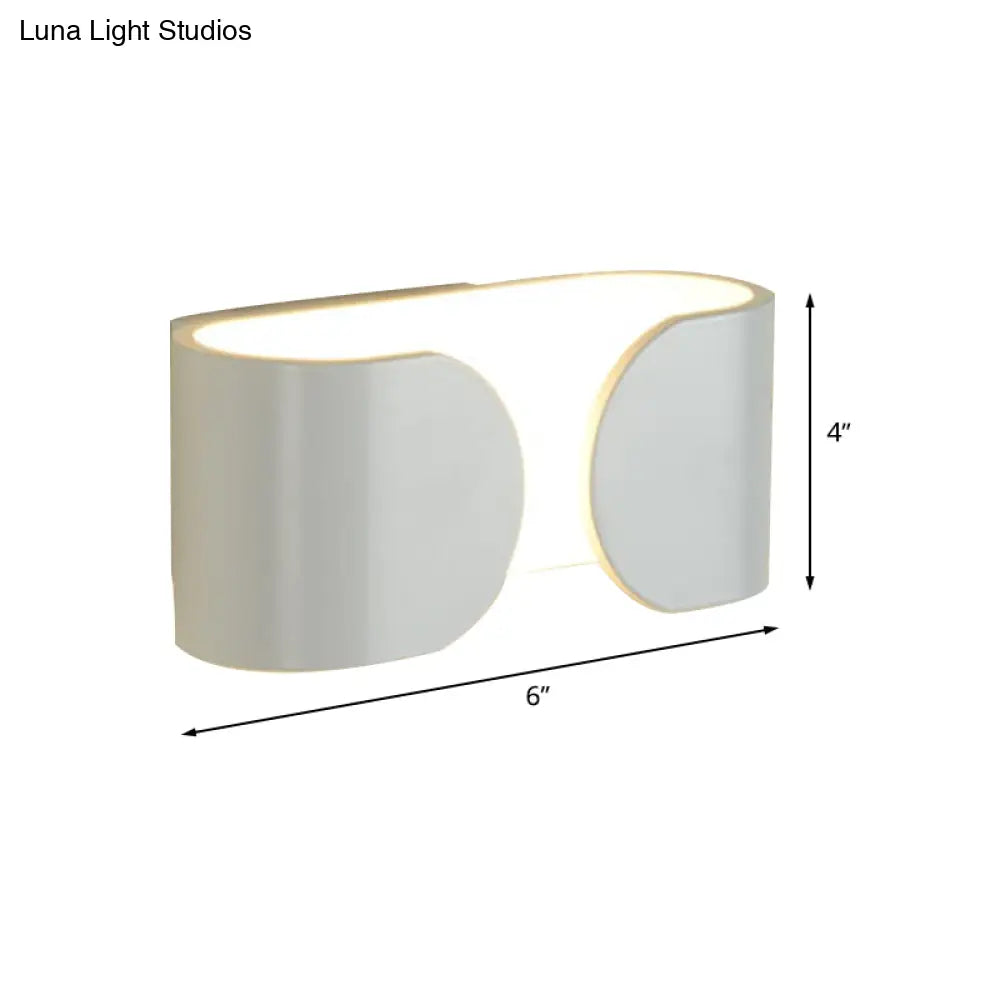 Modern White Led Wall Sconce With Curved Rectangle Design And Warm Light