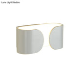 Modern White Led Wall Sconce With Curved Rectangle Design And Warm Light